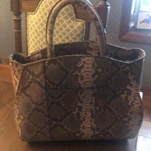 Antonio Melani leather handbag. Snakeskin print